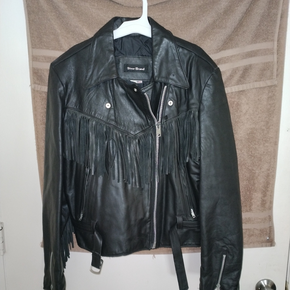 Leather motorcycle jacket